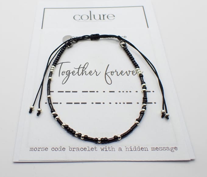 Colure® morse code armband glanzendzwart Together Forever