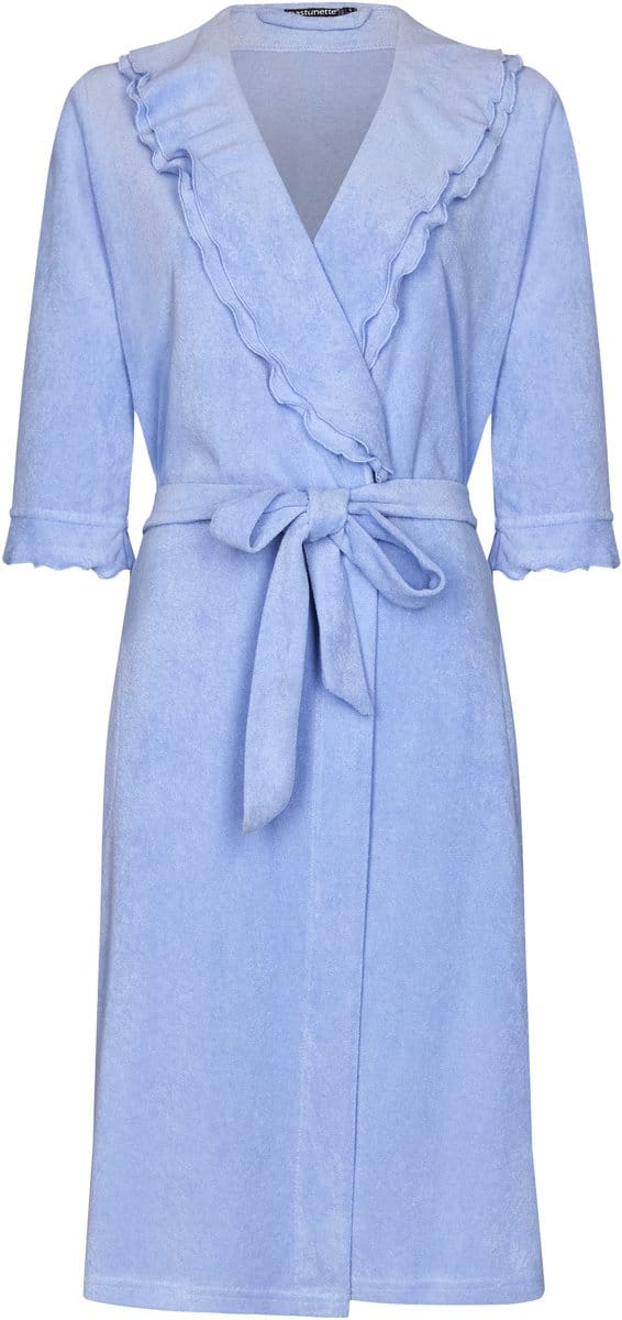 Badjas Pastunette Premium - Ruffle - Blauw - Badstof - Maat L