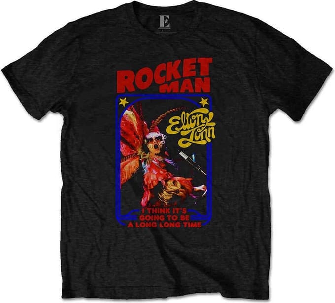 Elton John - Rocketman Feather Suit Heren T-shirt - S - Zwart