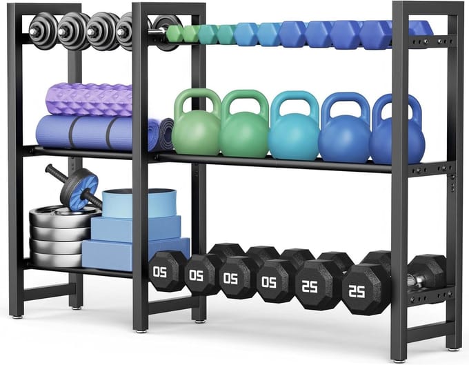 Verstelbare Drie-Laags Dumbbell Stand van 50 Inch voor Efficiënte Gewichtenopslag en Organisatie