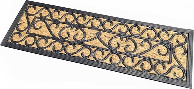 Homescapes Sierlijke kokosnootdeurmat met rubberen antislip