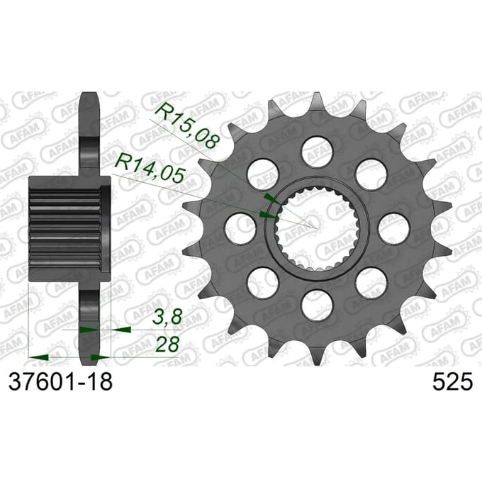 Stalen motortandwiel voor Afam 525 18 dents