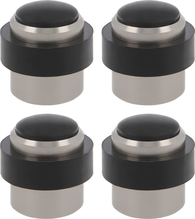 AMIG Deurstopper/deurbuffer - 4x - D30mm - inclusief schroeven - mat zilver