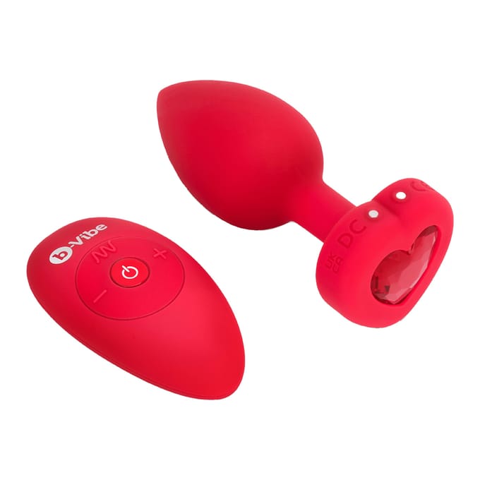 B-Vibe - Vibrerende Hartvormige Butt Plug M/L Rood
