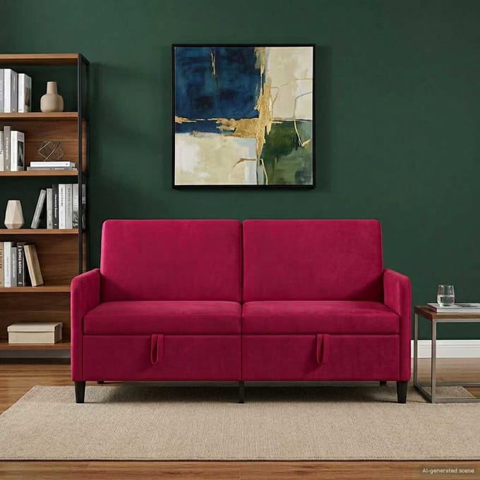 vidaXL - Sofa - met - Opbergruimte - Wijnrood - 172 - x - 78 - x - 87 - cm - Polyester