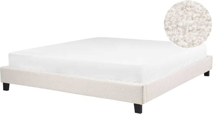 ROANNE - Tweepersoonsbed - Lichtbeige - 180 x 200 cm - Bouclé