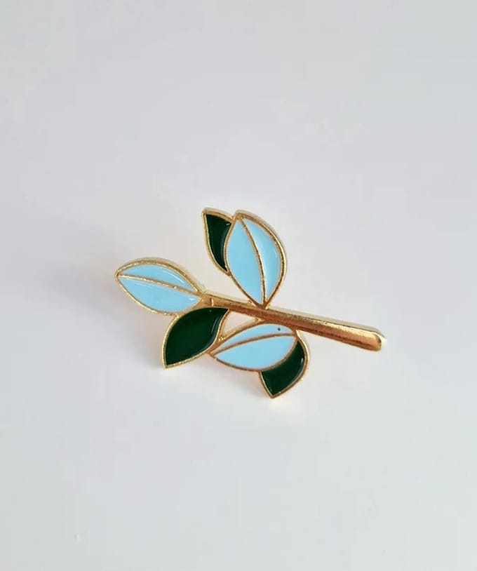 Broche takje met bladeren - verguld - Sierspeld - Sjaalspeld -