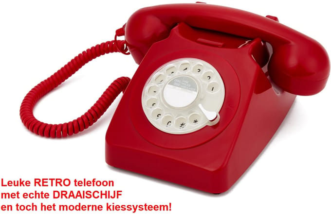 Vaste telefoon - retro - met draaischijf - toonkiezend - rood