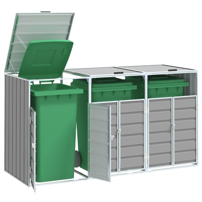 vidaXL - Containerberging - voor - 3 - containers - 216x81x115 - cm - staal - grijs