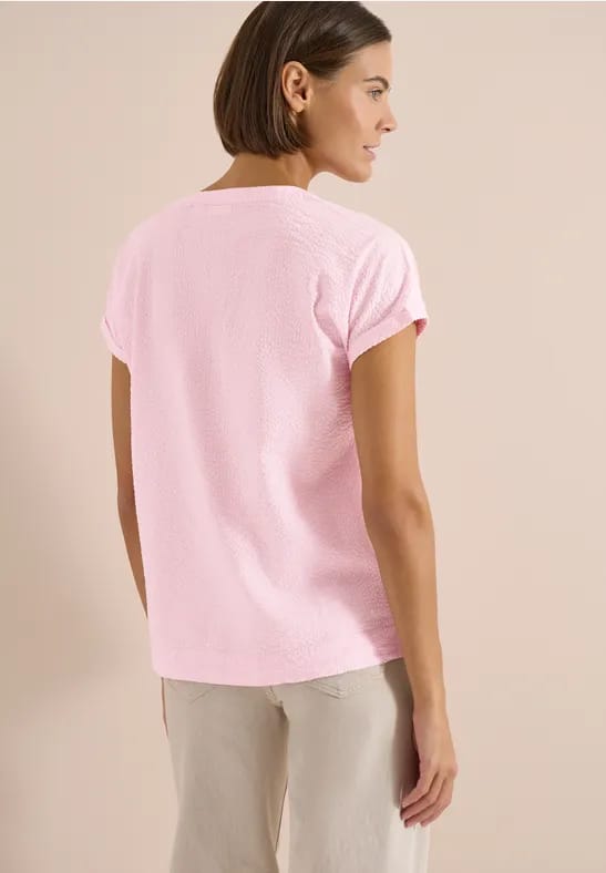 Blouse met overhangende schouders in seersucker kwaliteit