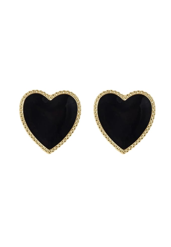 Margot Bardot Maeva Heart Stud Oorbellen Black