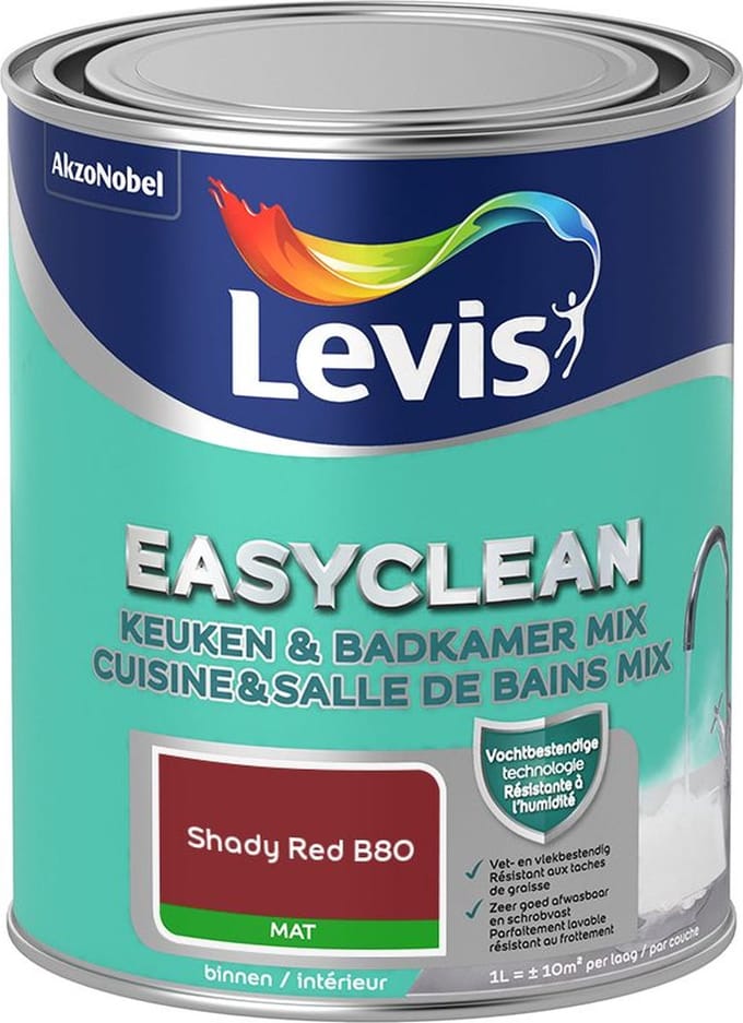 Levis - Easyclean Keuken & Badkamer Mix - Shady Red B80 - Mengverf - 1 L