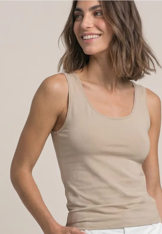 Basic top met ronde hals in effen kleur