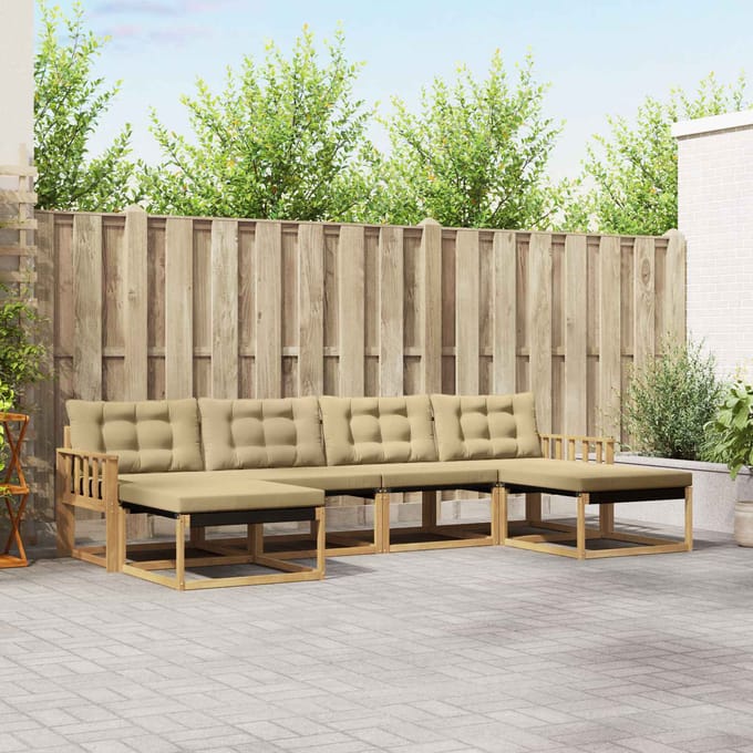 vidaXL - Buiten - bank - set - 6 - st - Wit - en - Beige