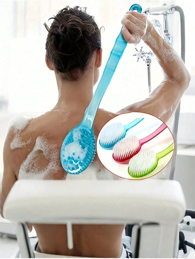 1 pièce Brosse exfoliante à manche extra long, Pour le gommage du dos (14,37 pouces), Brosse Exfoliante pour la Douche, Poils Doux multicolore
