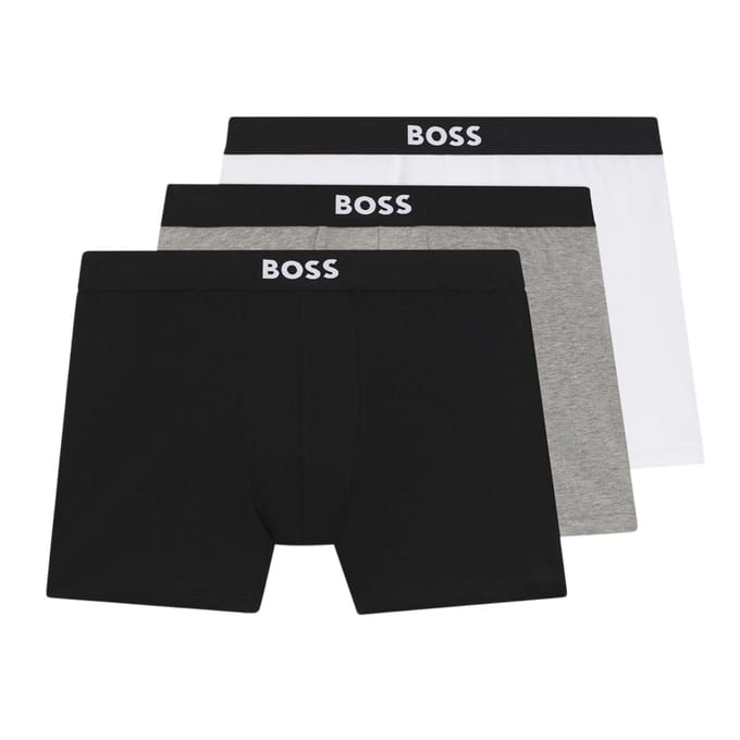Boss Boxershorts van polykatoen voor heren (set van 3) (Zwart/Wit/Grijs)