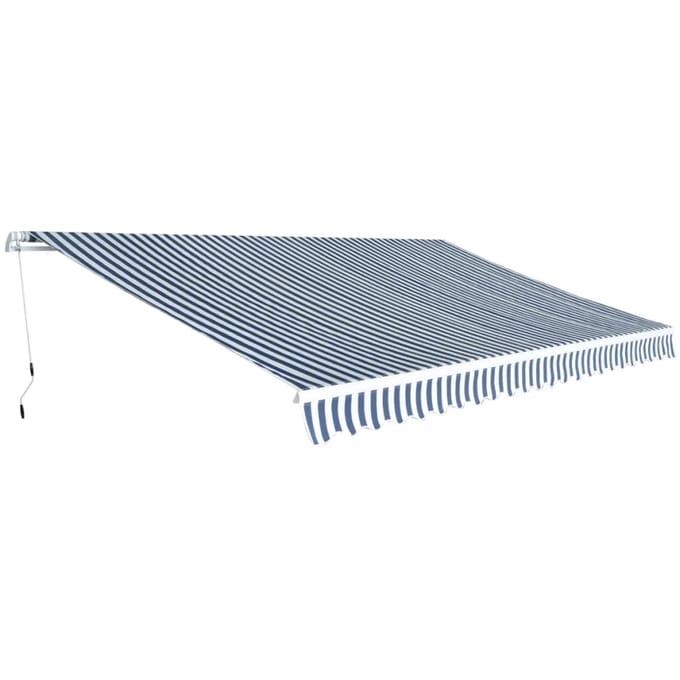 vidaXL - Luifel - handmatig - uittrekbaar - 500 - cm - blauw/wit