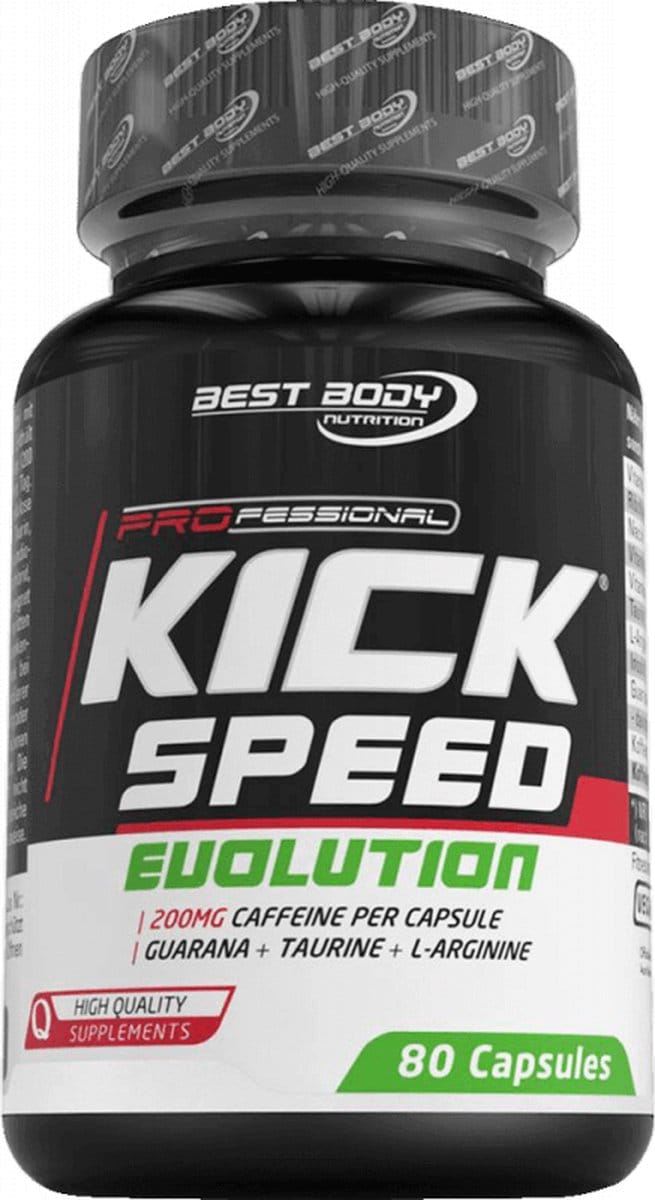 Kick Speed Evolution Pro 80 capsules - guarana, cafeïne, taurine en vitamines | Best Body
