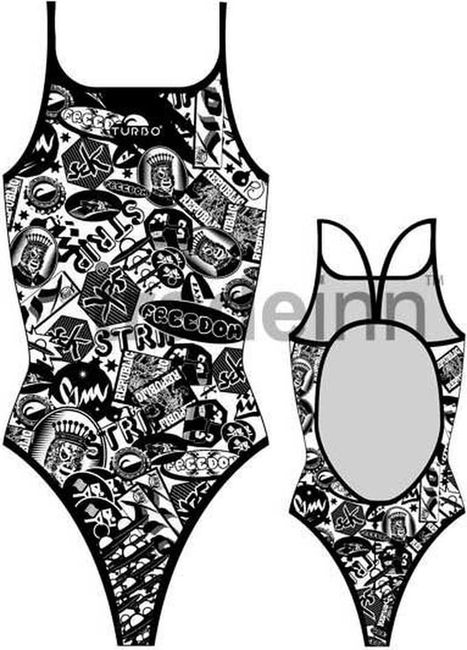 Turbo Stickers Zwemkleding Wit,Zwart 5XL Vrouw