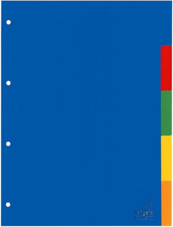Tabbladen Kangaro 4-gaats A405 5-delig assorti PP - 25 stuks