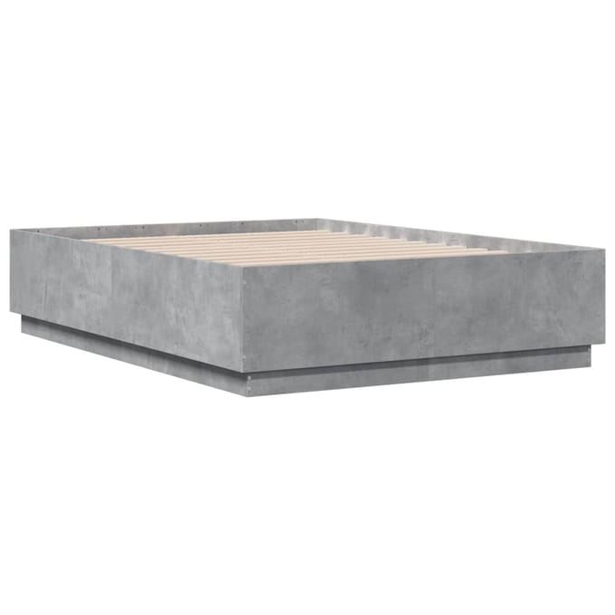 vidaXL - Bedframe - bewerkt - hout - betongrijs - 120x190 - cm