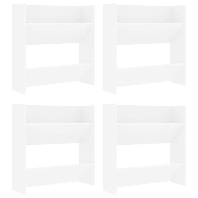 vidaXL - Wandschoenenkasten - 4 - st - 60x18x60 - cm - bewerkt - hout - wit