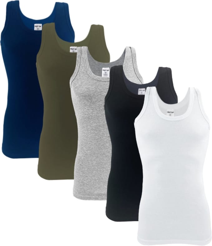 5 stuks onderhemd - SQOTTON® - 100% katoen - Mix - Maat M/L