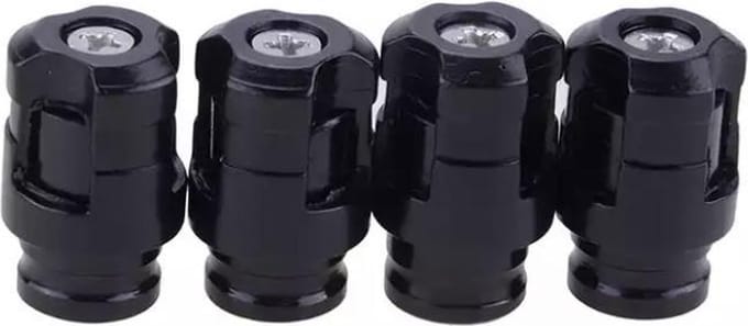 TT-products ventieldoppen Screw-on Black aluminium 4 stuks zwart