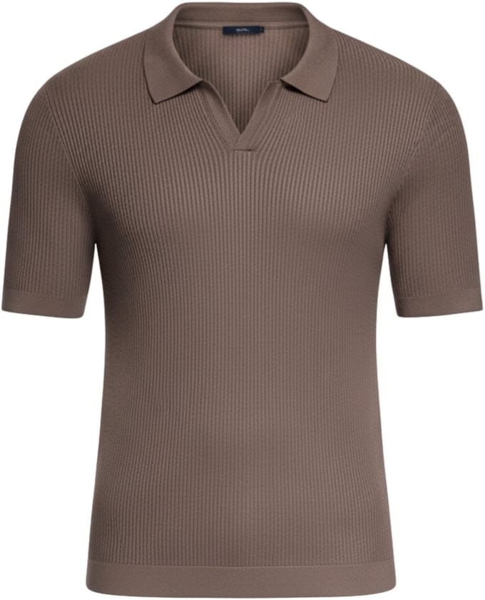 OMBRE Polo - Slim Fit - Viscose - Korte Mouw Asgrijs S