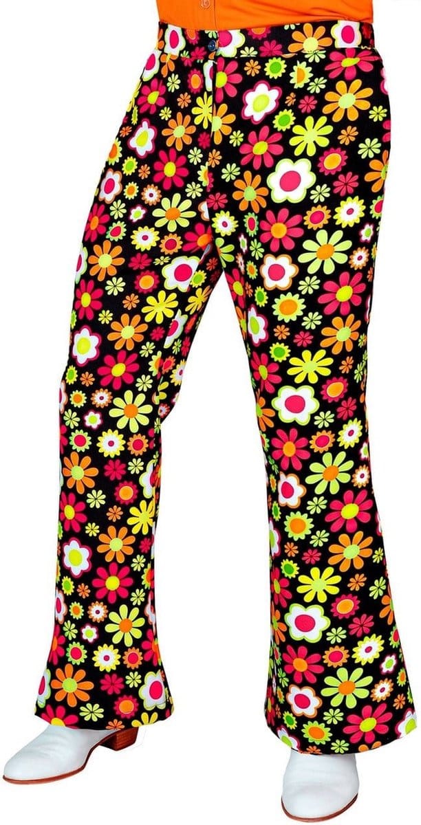 Jaren 70 broek flowers heren