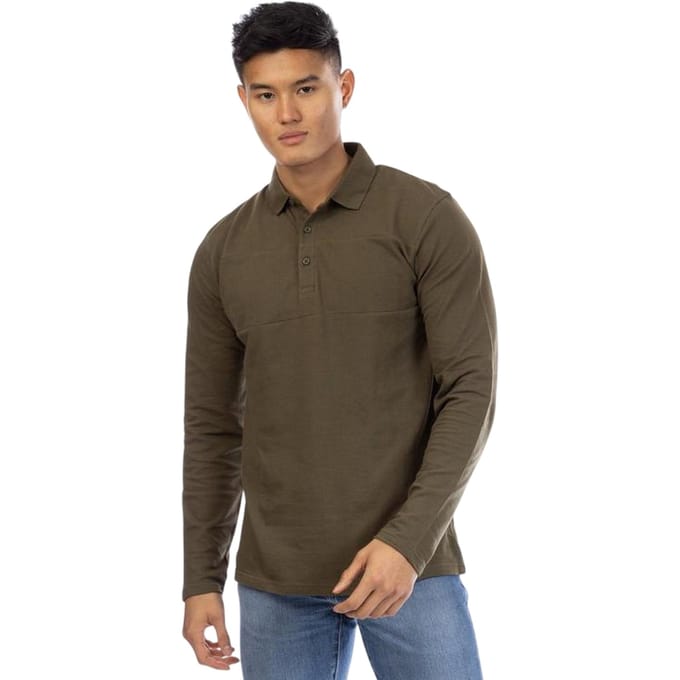 Peter Werth Noaks poloshirt met lange mouwen voor heren (Olijf)