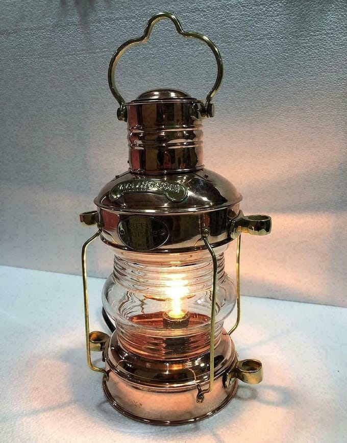 Elektrische Lantaarn - Decoratieve Lamp - Sfeerverlichting Buiten - Messing Koper - 35 cm - Koper