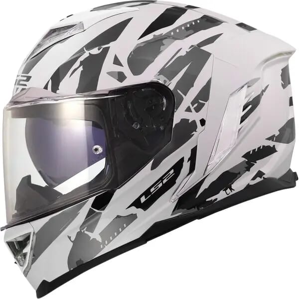 LS2 FF818 Storm III helm Kaos glans wit grijs