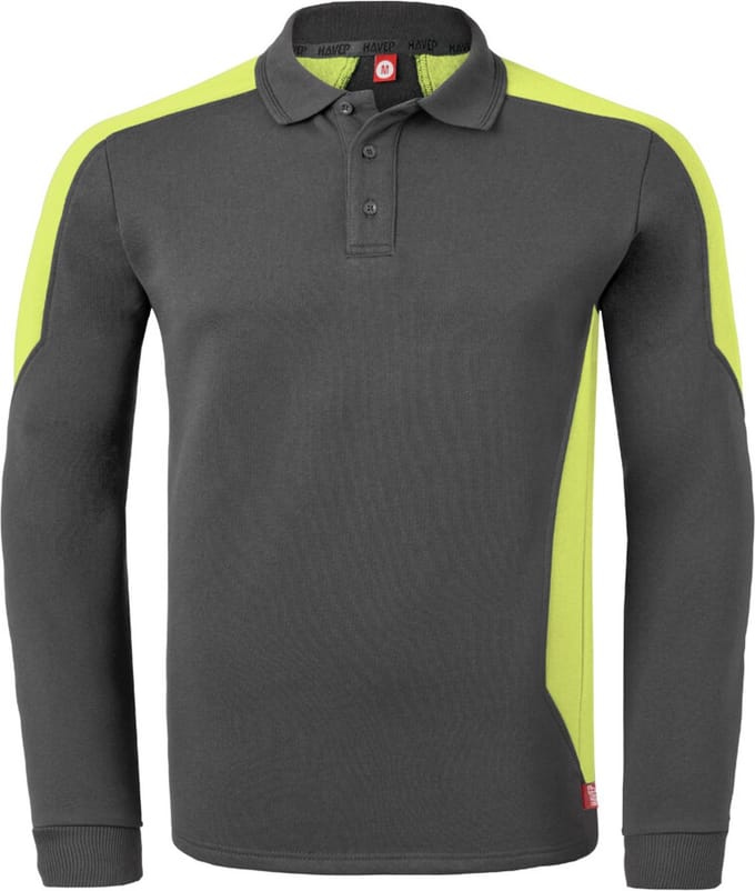 HAVEP Polosweater Bicolor 10075 - Charcoal/Fluo Geel - M