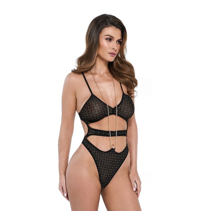 Luxueuze tule-body met gouden borduursels