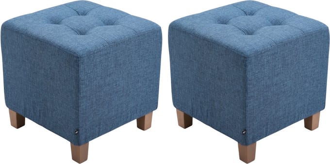 CLP Pharao Set van 2 hockers - Kruk - Vierkant - antiek-licht - blauw