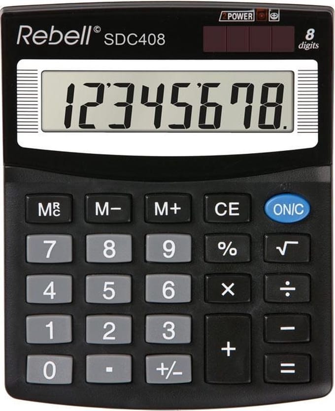 Rebell calculator - SDC408 BX - zwart - RE-SDC408-BX
