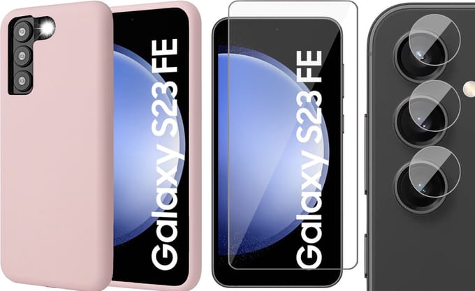 Hoesje geschikt voor Samsung Galaxy S23 FE - Screenprotector Glas & Camera - Mat Back Case Roze