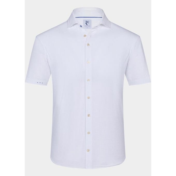 R2 Amsterdam Casual hemd korte mouw solid seersucker short sleeve 132.wspss.031/004