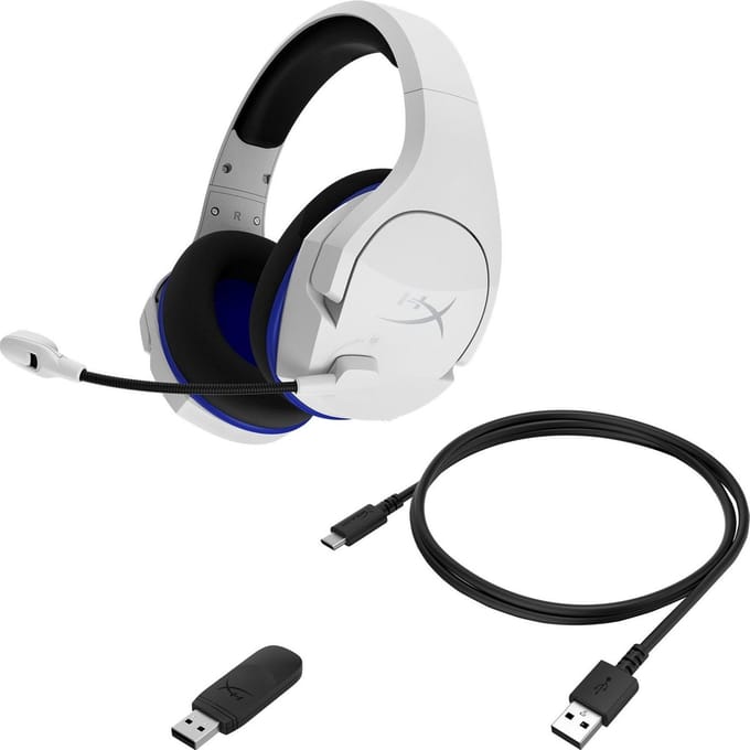 HyperX Cloud Stinger Core Over Ear headset Radiografisch Stereo Wit, Blauw Volumeregeling, Microfoon uitschakelbaar (mute) Gamen