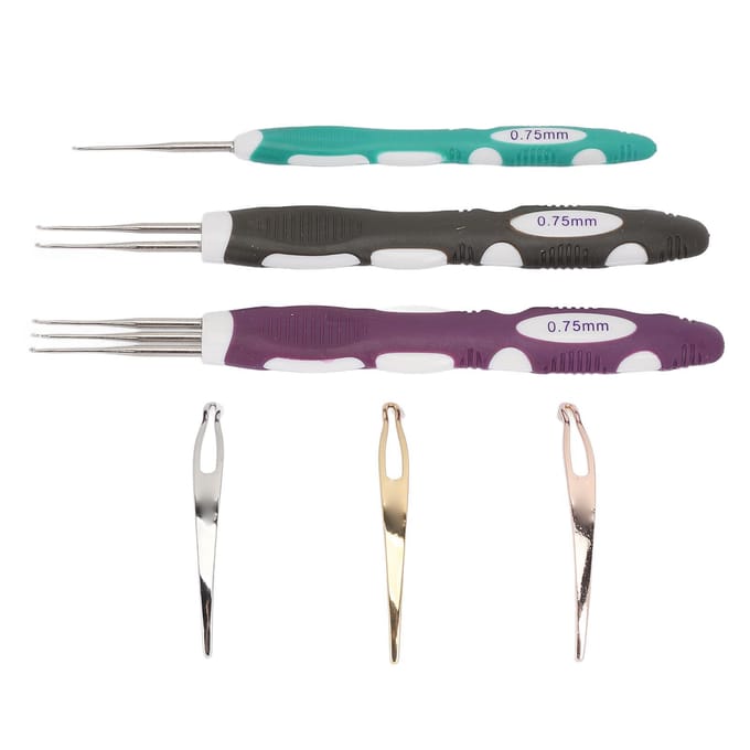 6 stuks 0,75 mm Dreadlocks Haaknaald Gereedschap voor Haarweven 1 2 3 Haken Dreadlock Interlocking Tool black