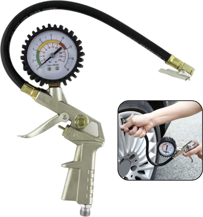 PD® - Bandenpomp - Bandenspanningsmeter - Bandendrukmeter - Drukmeter - Geschikt voor Compressor