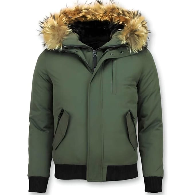 Enos Korte winterjas met bontkraag