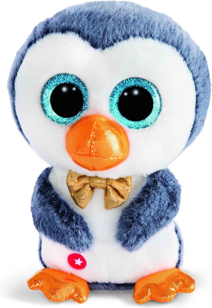 Nici pluche knuffel - Pinguin Sniffy - wit/blauw - 15 cm
