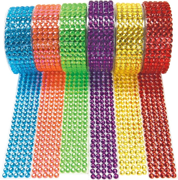 Colorations knutsel tape kunststof edelstenen set van 6 kleuren.