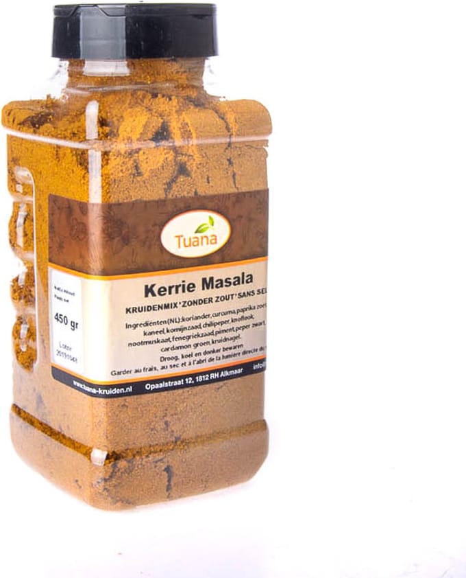 Tuana Kruiden - Kerrie Masala - Strooibus 450 Gram - Tuanashop - GP-K-0022