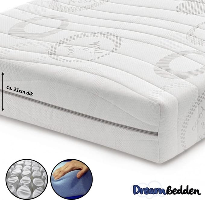 Matras 80x220 - HR 45 Koudschuim - Pocketvering 9-zones - Cool & Fresh -  ca. 21cm dik