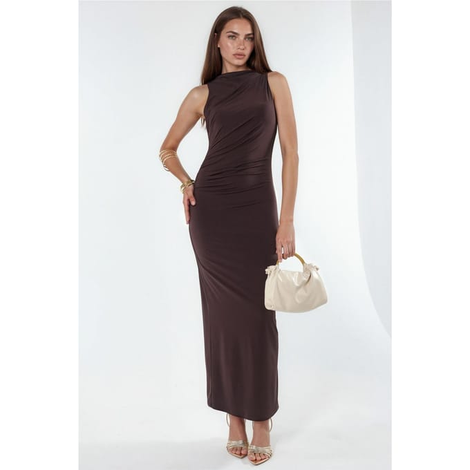 Gekruiste Detail Bodycon Maxi Jurk
