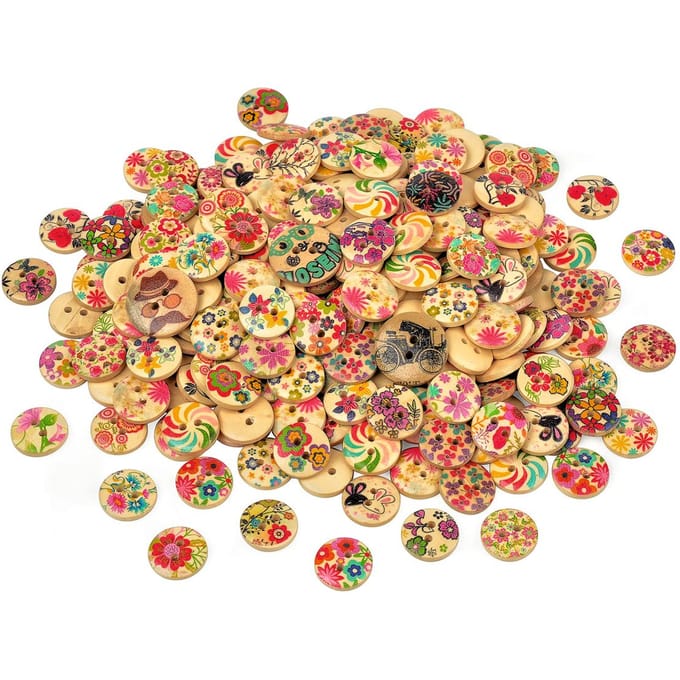 VBS Houten knoppen "Bloemenmix", 100 g