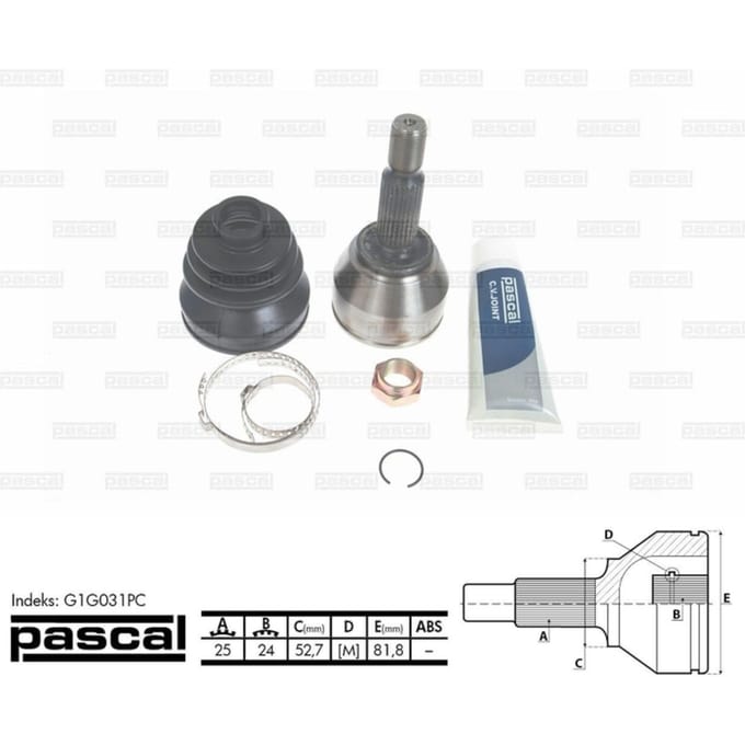 Homokineet reparatie set, aandrijfas PASCAL G1G031PC